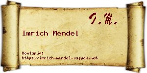 Imrich Mendel névjegykártya